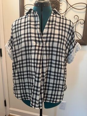Madewell Courier Button-Back Shirt Double Faced Plaid Size Small Short Sleeve